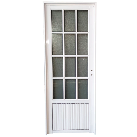 puerta aluminio 3/4 vidrio acanalada 80 izquierda