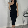 Vestido um ombro preto