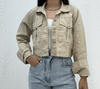 Jaqueta jeans bege (cropped)