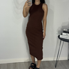 Vestido Regata midi marrom