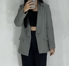 Blazer alfaiataria básico forrado cinza