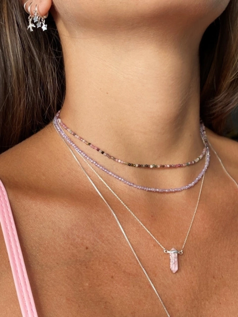 colar de cristal lilaz