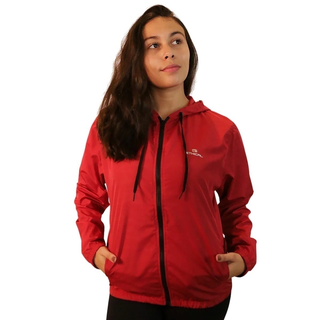 Corta Vento Feminino Aspen com Bolsos Embutidos e Capuz com Cadarço | Ethical - Vermelho