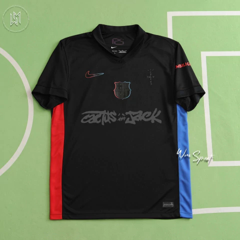 Camisa Barcelona Travis Scott 24/25 - Torcedor Nike Masculina - Preta (PRONTA-ENTREGA)