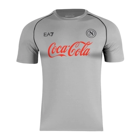 Camisa Napoli Treino III 24/25 - Torcedor EA7 Masculina - Cinza e Com Patrocínio