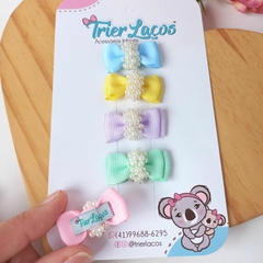 Kit com 5 Lacinhos para Colar - Laço Gravatinha Duplo com Pérolas