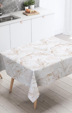 Mantel gabardina impermeable hojas terracota