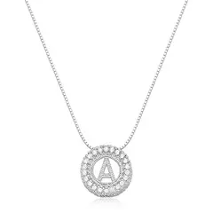 Colar de prata mandala inicial cravejado - comprar online