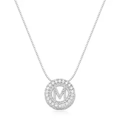 Colar de prata mandala inicial cravejado