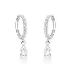 Argola cravejada pingente zirconia - A Prata Que Me Faltava