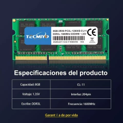Memoria Ram 8gb Ddr3l-1600 Sodimm De 1.35v/1.5v Tecmiyo - comprar en línea