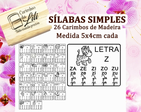 Kit Sílabas Simples (26 Carimbos + Caixa Personalizada)