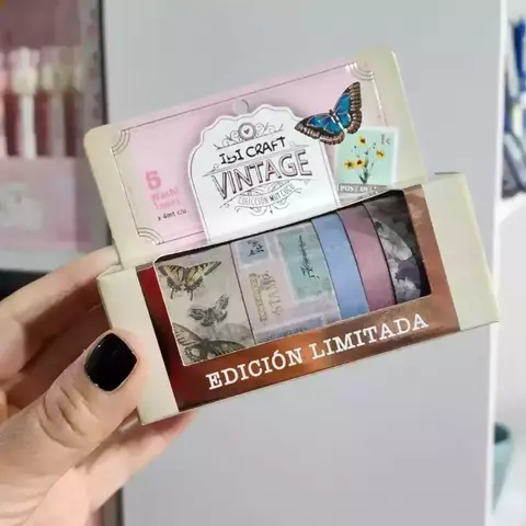 Washi tape box 5 rollos de 4mts - "vintage" - comprar online