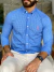 Camisa Social Ralph Lauren Xadrez Azul Celeste Pony Laranja