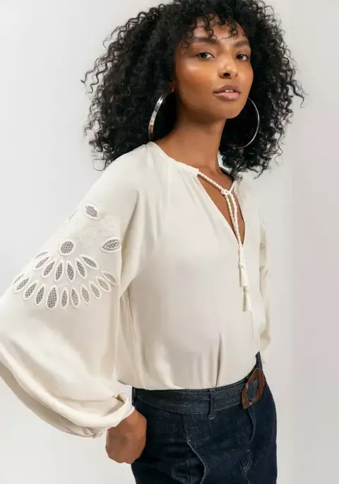 Blusa Tecido Rayon Twill Bege Alhambra Lez a Lez - comprar online