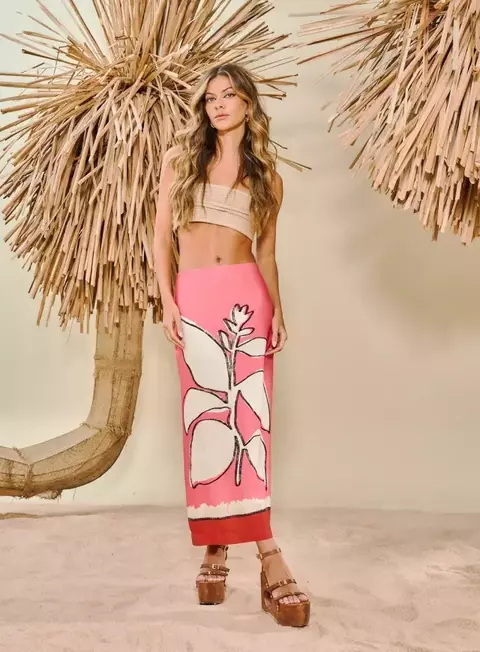 Saia Estampada Flotes Located Open - comprar online
