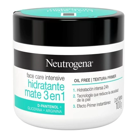 Crema facial Neutrogena hidratante mate 3 en 1 (100 g)