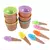 Potes coloridos para sorvetes com 12 peças (6 potes e 6 colheres)