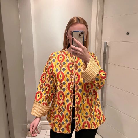 Kimono Dupla Face Ikat Amarelo G - comprar online