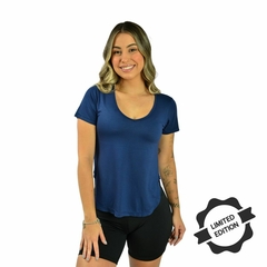 Blusa Viscolycra Manga Curta Gola V Feminina Edição Limitada - Lavicta Fitness