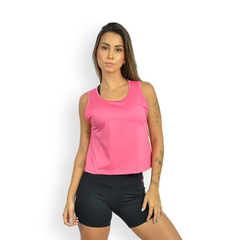 Regata Cropped Dry Fit Fitness Feminina Com Microfuros UV50+