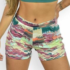 Shorts Feminino Estampado Cintura Alta Com Bolsos
