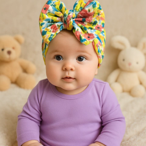 Turbante Bebê com Laço Estampado Tropical -