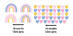 Adesivos de Parede + Faixas + Régua + Porta Maternidade + Quadros Arco Iris Boho - Studio Algo Mais