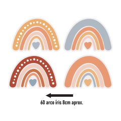 Adesivos de Parede + Faixas + Régua + Porta Maternidade + Quadros Arco Iris Boho - loja online