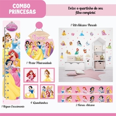 Adesivo de Parede + Faixas + Régua + Porta Maternidade + Quadros Princesas