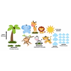 Adesivo de Parede + Faixas + Régua + Porta Maternidade + Quadros Safari Tropical - Decoração Quarto de Menino Infantil - loja online