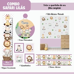 Adesivos de Parede + Faixas + Régua + Porta Maternidade + Quadros Safari Lilás na internet