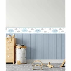 Faixa Adesiva Decorativa Nuvem azul - Adesivo de Parede Infantil - Decoração Quarto de Menino - loja online