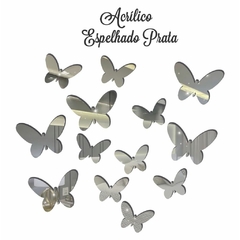 Kit 13 Borboletas em Acrílico Espelhado - Decoração Parede Prata - Quartos - Brilhante Elegante e Moderno