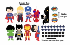 Adesivo de Parede Infantil Faixas Régua Porta Maternidade Quadros Herois - Decoração Quarto Menino - comprar online