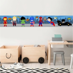 Faixa Adesiva Decorativa Herois - Adesivo de Parede Infantil - Decoração Quarto de Menino