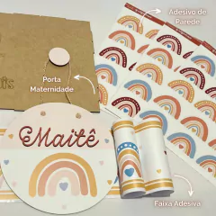 Adesivos de Parede + Faixas + Régua + Porta Maternidade + Quadros Arco Iris Boho - loja online