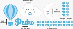 Adesivo de Parede + Faixas + Régua + Porta Maternidade + Quadros Chuva de Amor Azul - Decoração Quarto de Bebê - comprar online