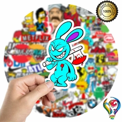 Adesivo Coelho Machado Animado Sticker Para Bike Skate Moto Capacete Carro Caminhão notbook