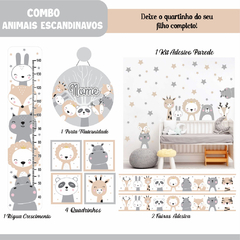 Adesivo de Parede + Faixas + Régua + Porta Maternidade + Quadros Animais Escandinavos na internet