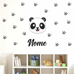 Kit Adesivo de Parede Nome Personalizado Panda - Adesivo de Parede Decoração Quarto de Menina