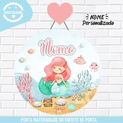 Porta Maternidade Fundo do Mar Ariel - Decoração Quarto de Menina Infantil