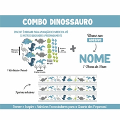 Kit Adesivo de Parede Dinossauro + 03 Faixas + Nome Personalizado Decoração Quarto Papel de Parede - Studio Algo Mais