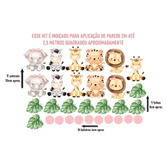 Adesivos de Parede + Faixas + Régua + Porta Maternidade + Quadros Safari Baby - Decoração Quarto de Menina - loja online