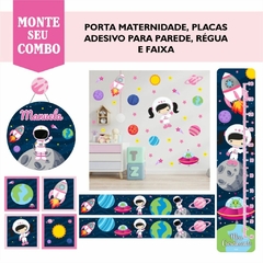 Adesivo de Parede + Faixas + Régua + Porta Maternidade + Quadros Astronauta Rosa e Branco na internet