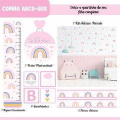 Adesivos de Parede + Faixas + Régua + Porta Maternidade + Quadros Arco Iris Boho - comprar online