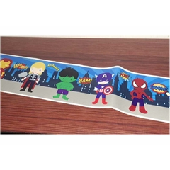 Imagem do Adesivo de Parede Infantil Faixas Régua Porta Maternidade Quadros Herois - Decoração Quarto Menino