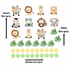 Imagem do Kit Adesivo Parede Animais Safari + Régua de Crescimento Decoração Quarto Papel de Parede