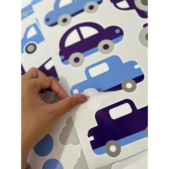 Kit Adesivo de Parede Carros - Papel de Parede Carrinhos Quarto Infantil Nome Personalizado - Adesivo de Parede Infanti - loja online