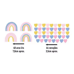 Adesivos de Parede + Faixas + Régua + Porta Maternidade + Quadros Arco Iris Boho - Studio Algo Mais